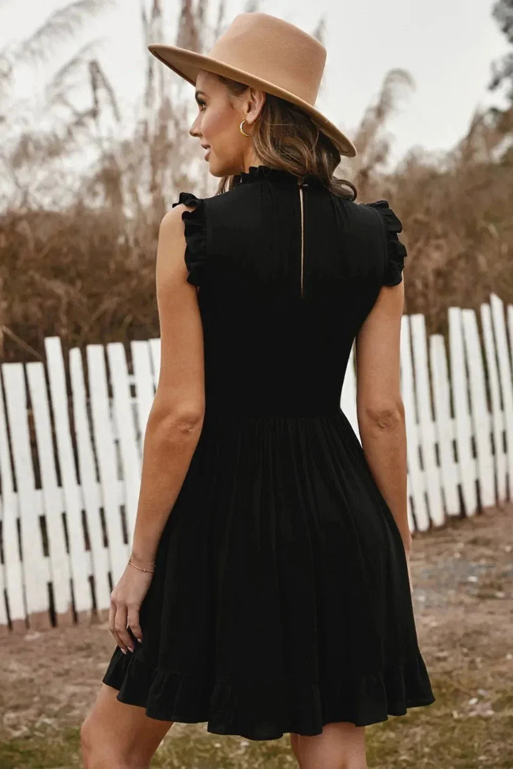 Ruffled Sleeveless Mini Dress - VILLA FASHION