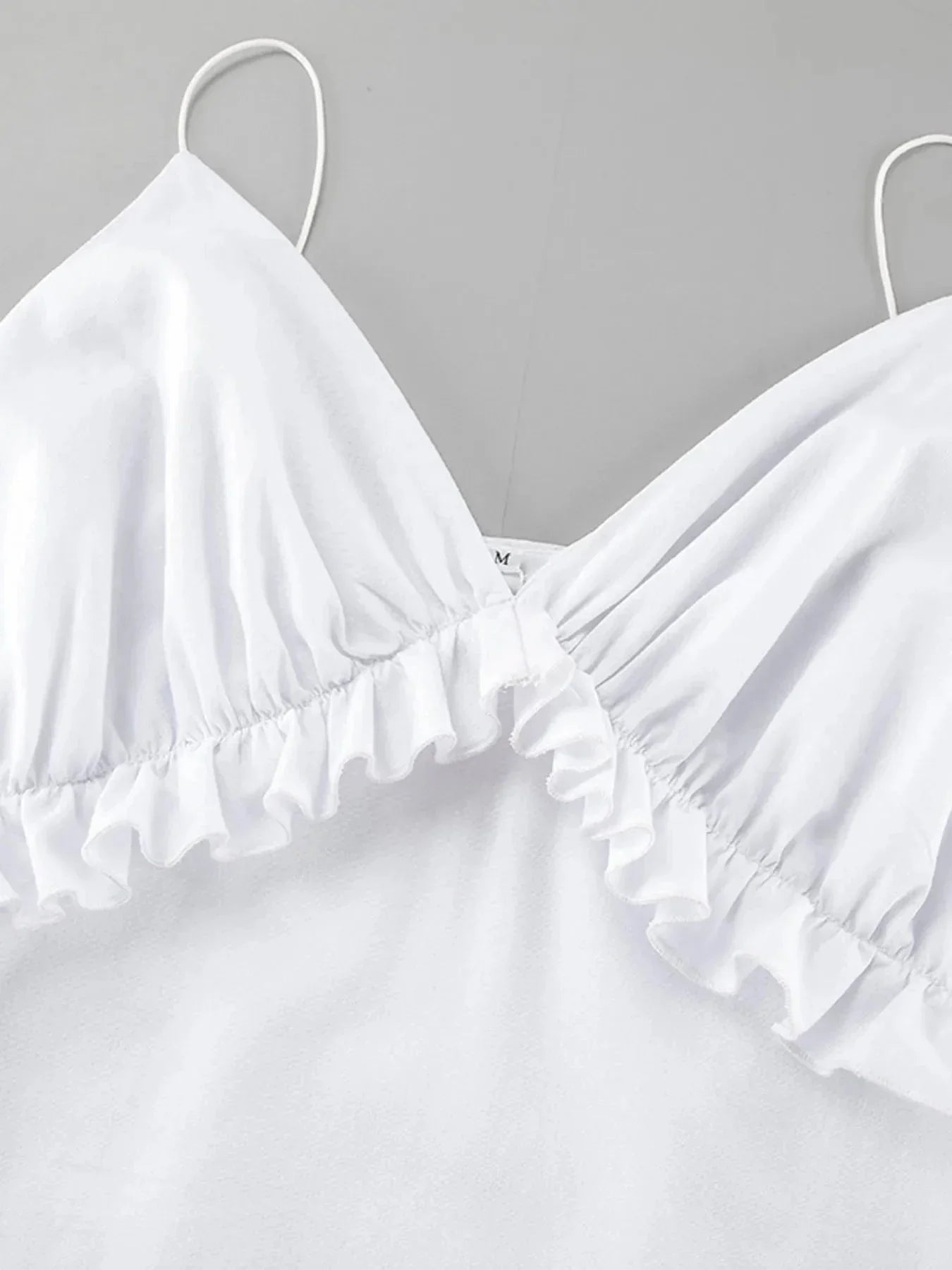 Ruffled V - Neck Maxi Dress - VILLA FASHION