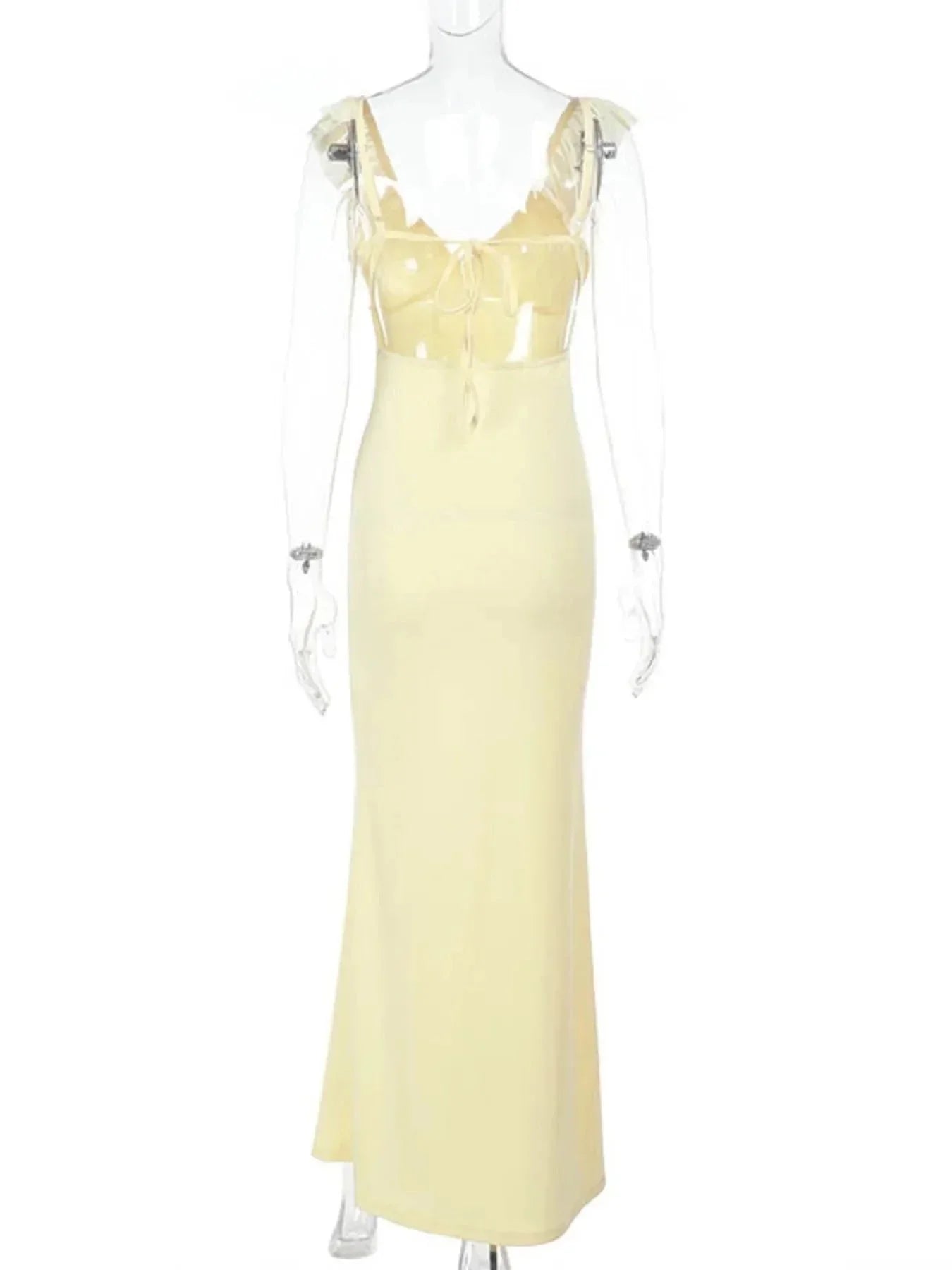 Ruffled V - Neck Sleeveless Maxi Dress - VILLA FASHION