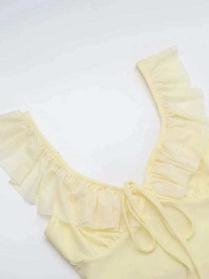 Ruffled V - Neck Sleeveless Maxi Dress - VILLA FASHION