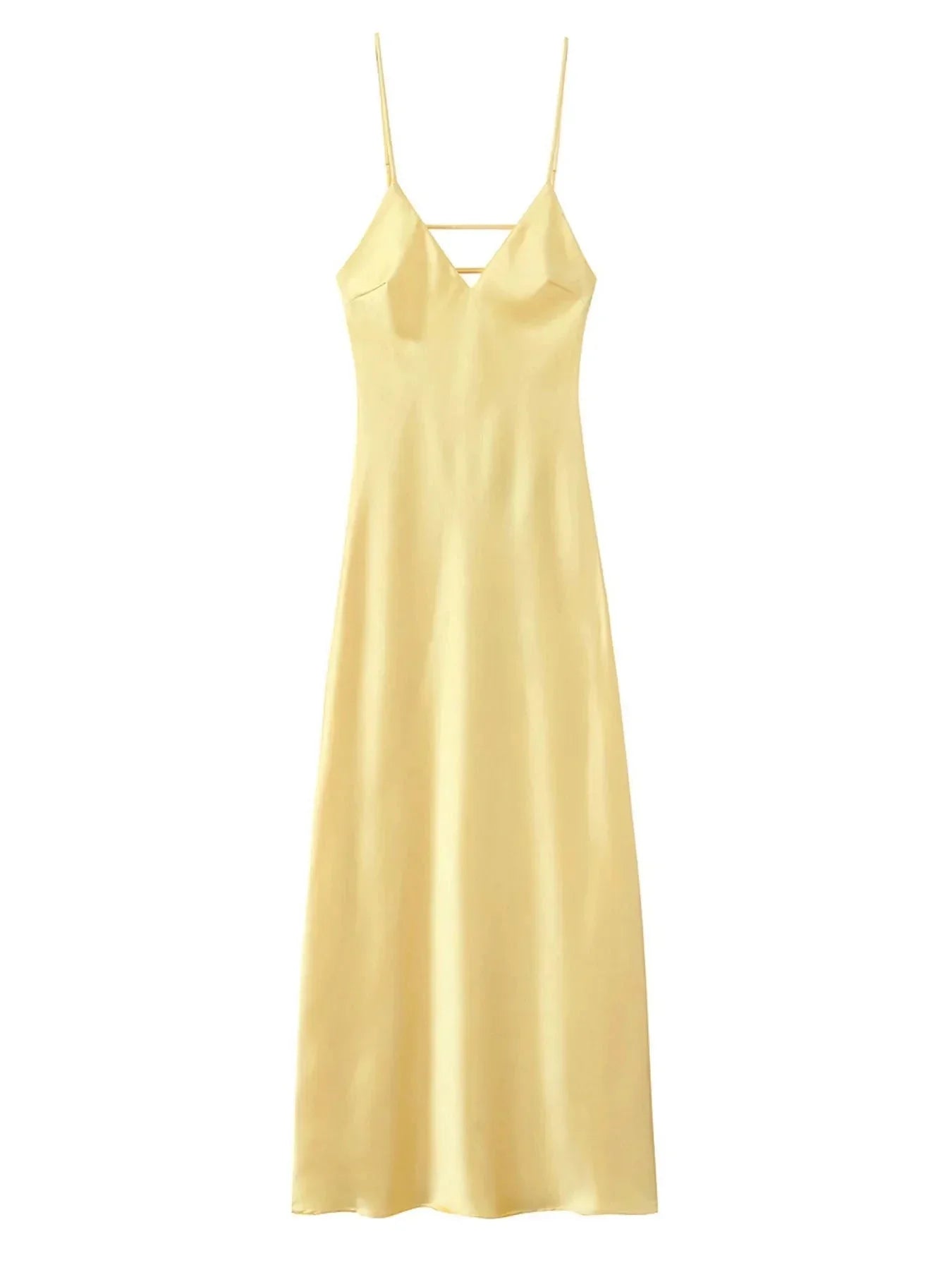 Satin V - Neck Cami Dress - VILLA FASHION