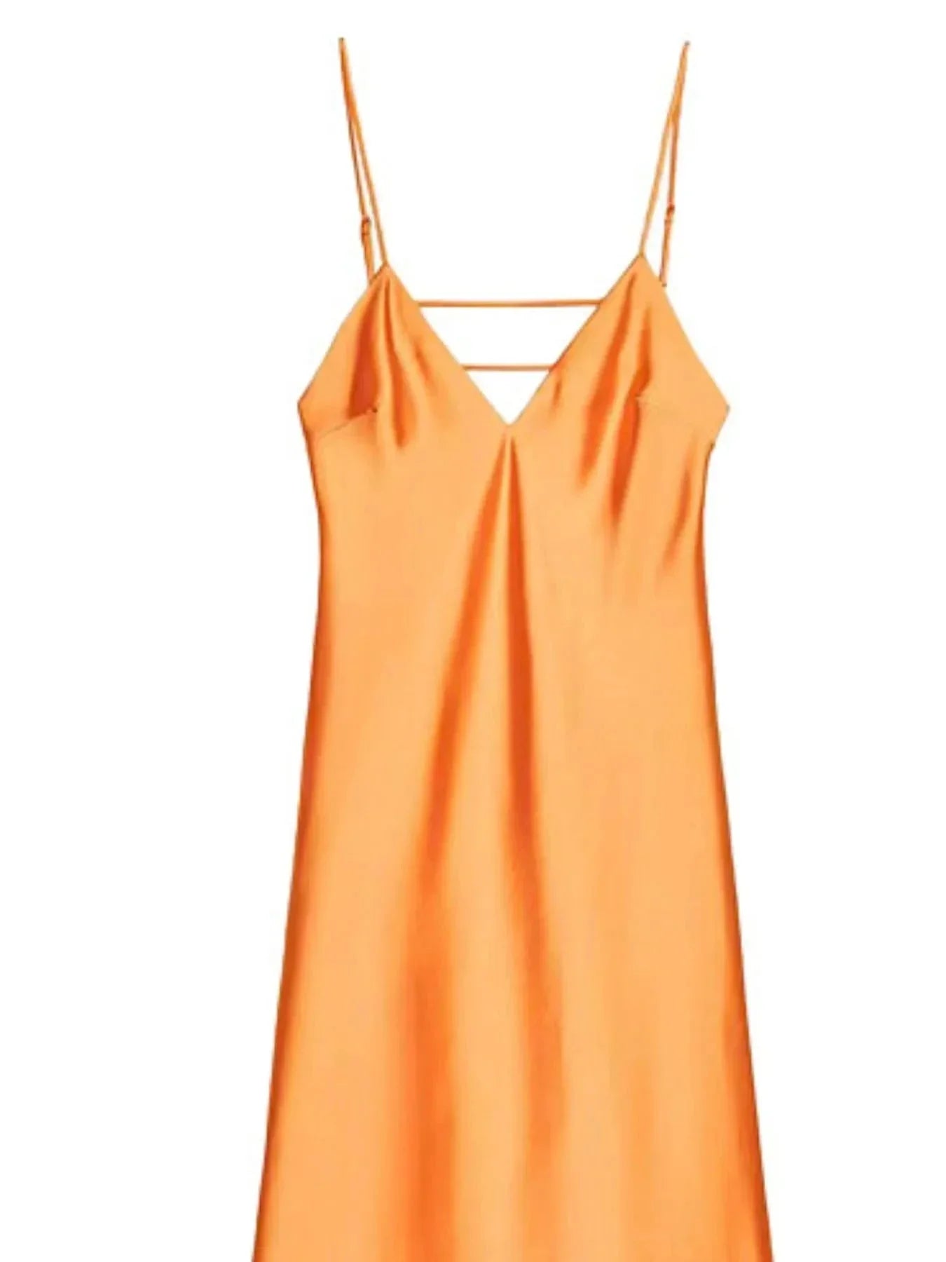 Satin V - Neck Cami Dress - VILLA FASHION