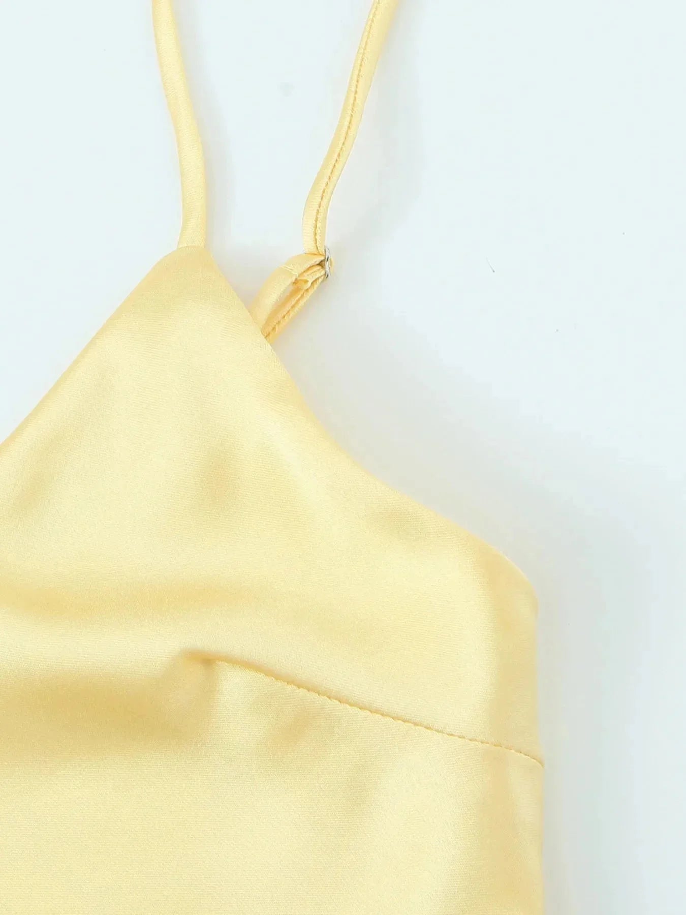 Satin V - Neck Cami Dress - VILLA FASHION