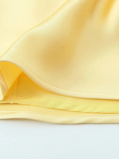 Satin V - Neck Cami Dress - VILLA FASHION