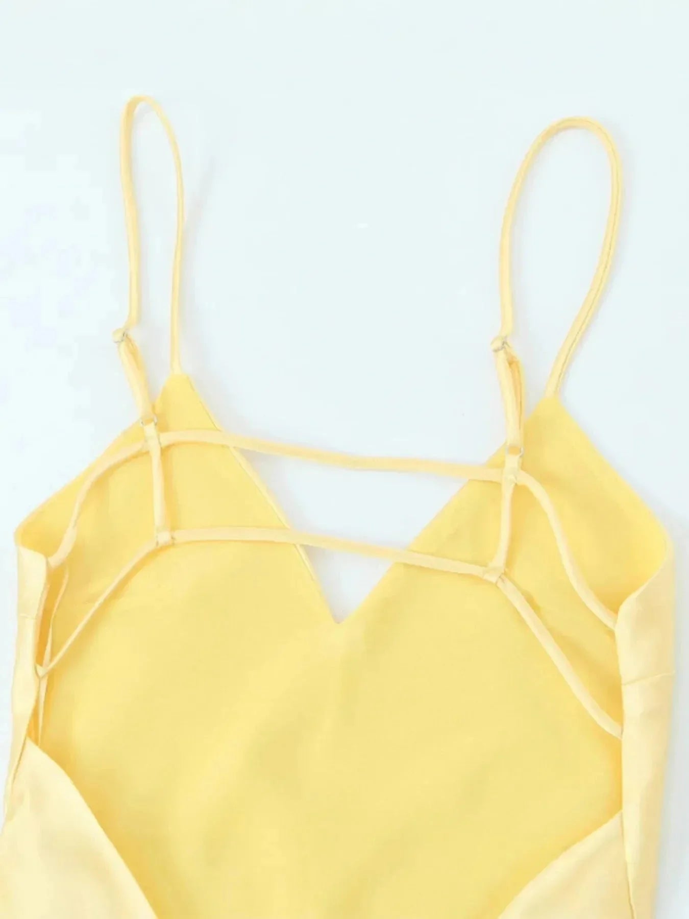 Satin V - Neck Cami Dress - VILLA FASHION