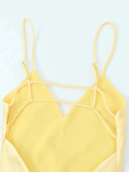 Satin V - Neck Cami Dress - VILLA FASHION