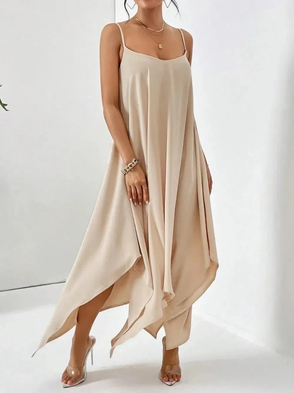 Scoop Neck Midi Cami Dress - VILLA FASHION