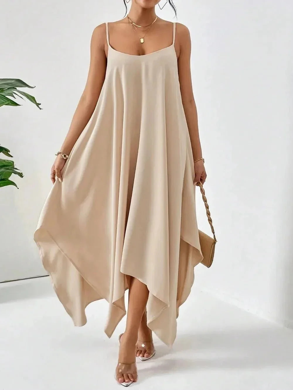 Scoop Neck Midi Cami Dress - VILLA FASHION
