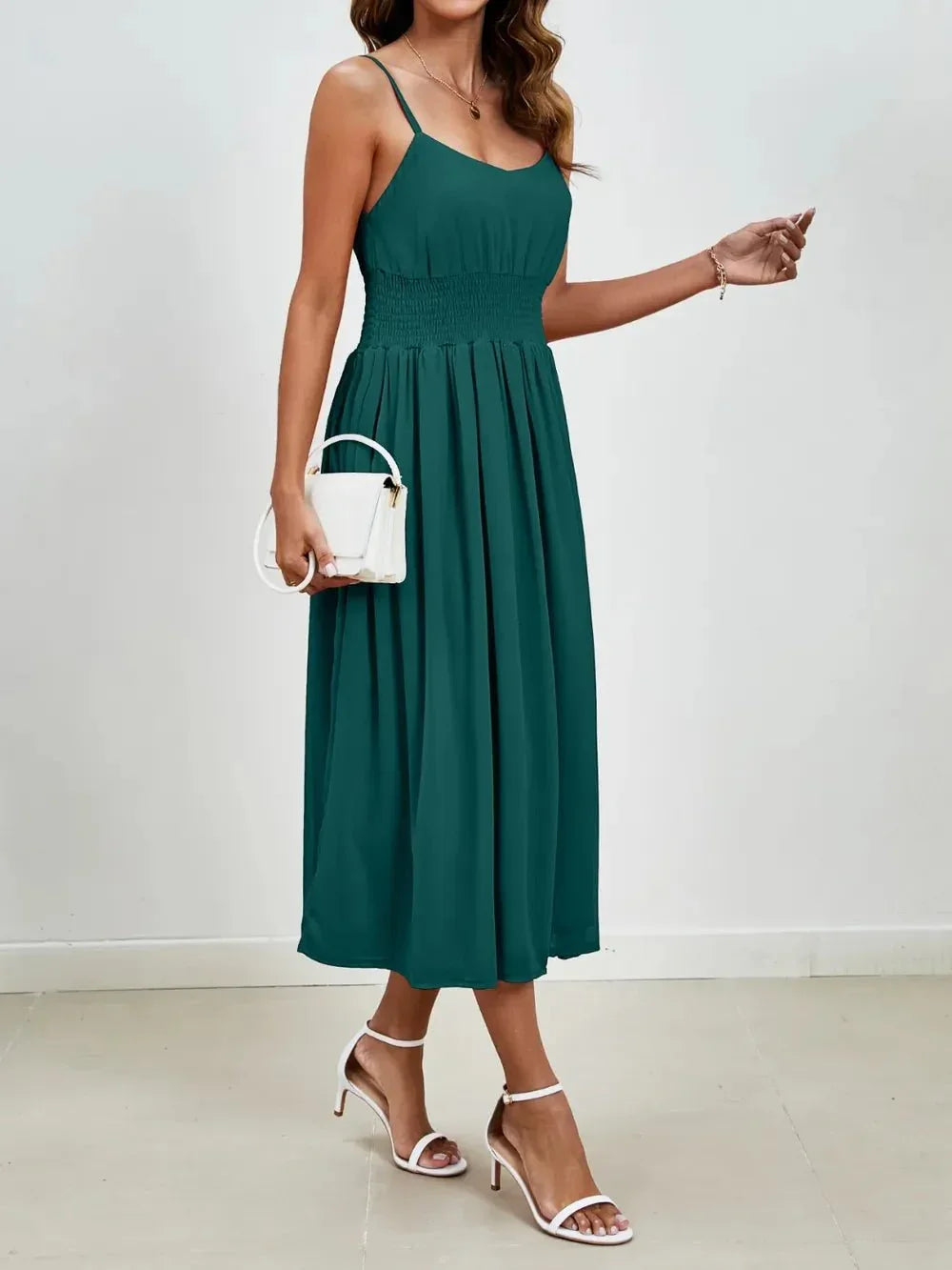 Scoop Neck Midi Cami Dress - VILLA FASHION