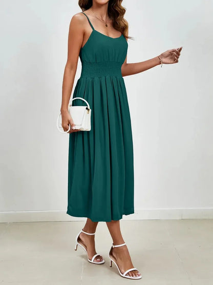 Scoop Neck Midi Cami Dress - VILLA FASHION