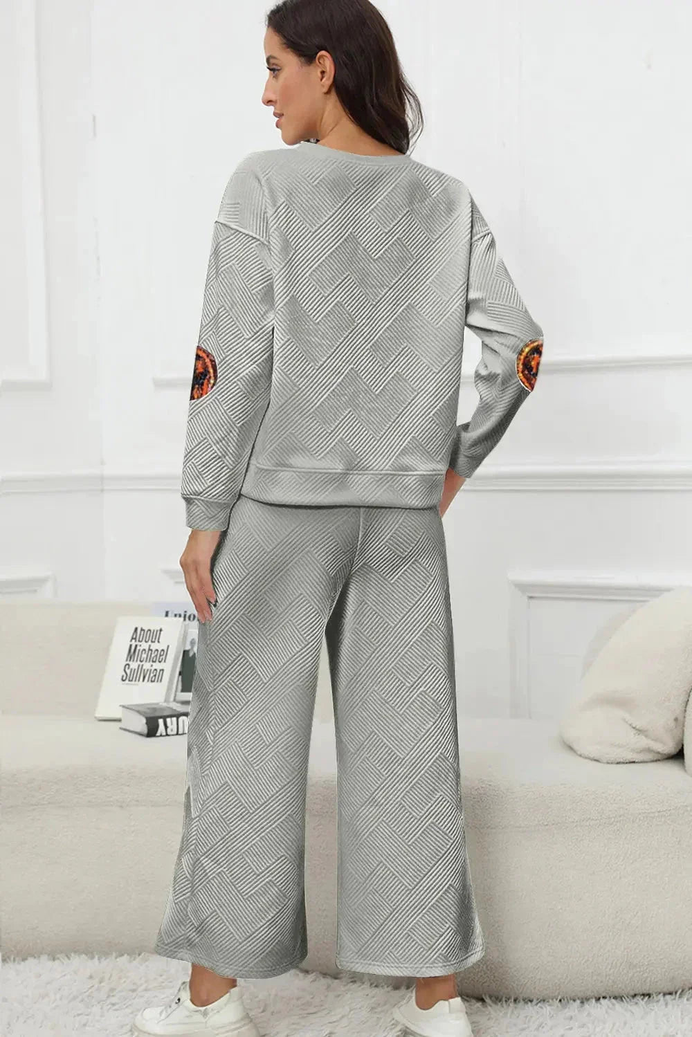 Sequin Patch Pumpkin Top and Pants Set - VILLA FASHION