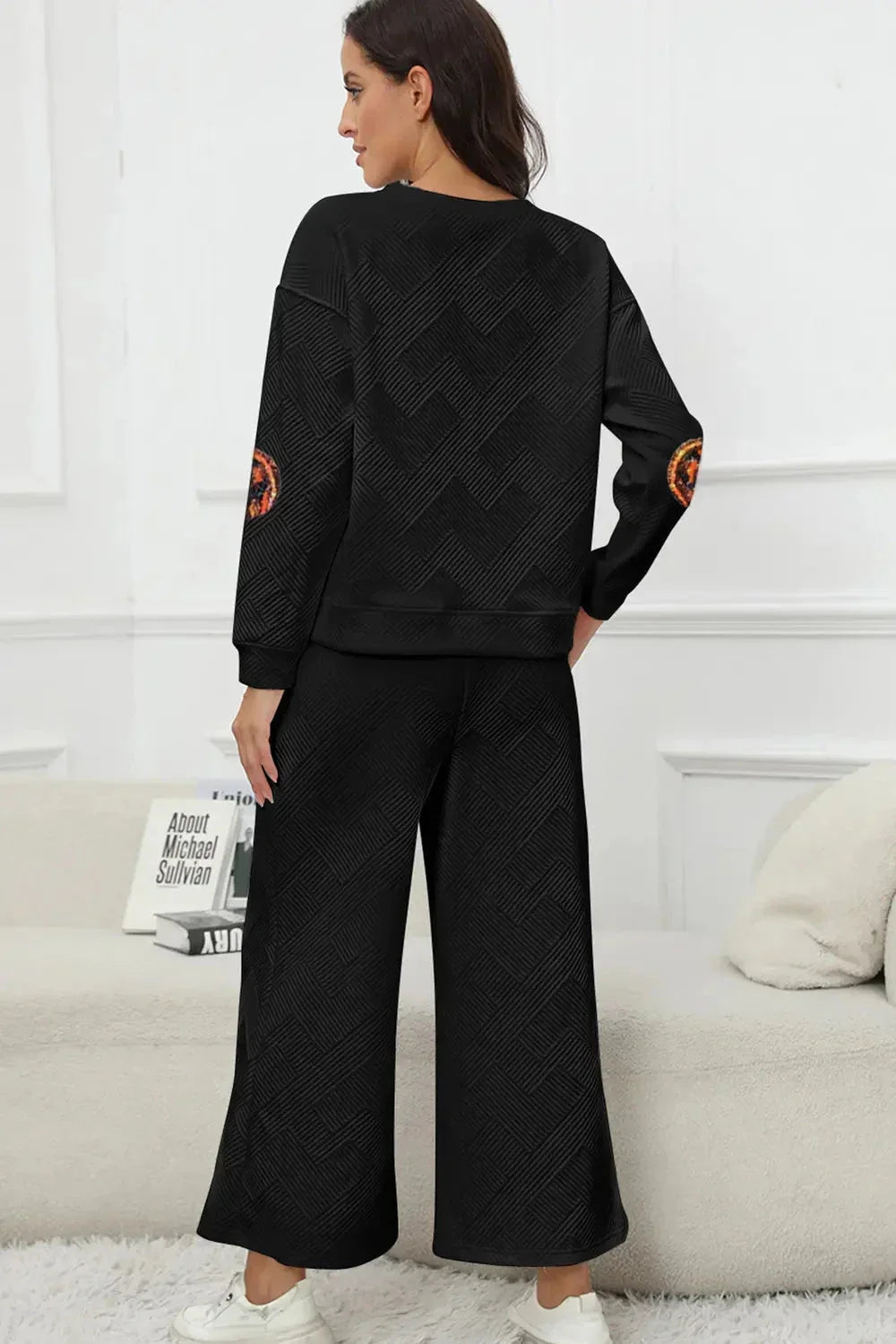 Sequin Patch Pumpkin Top and Pants Set - VILLA FASHION