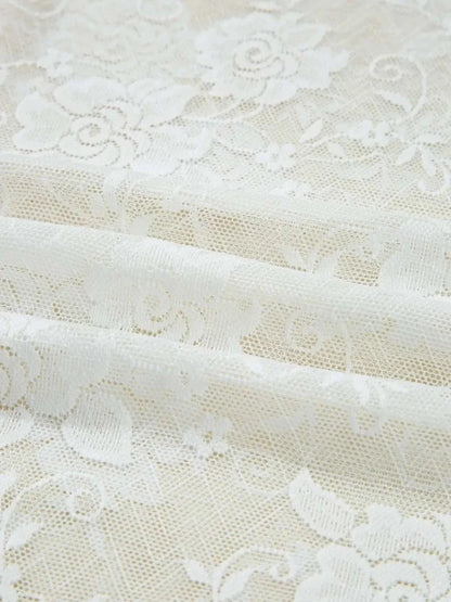 Sheer Floral Lace Mesh Mock Neck Long Sleeve Top - VILLA FASHION