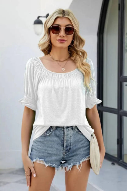 Short Flounce Sleeve Top - VILLA FASHION