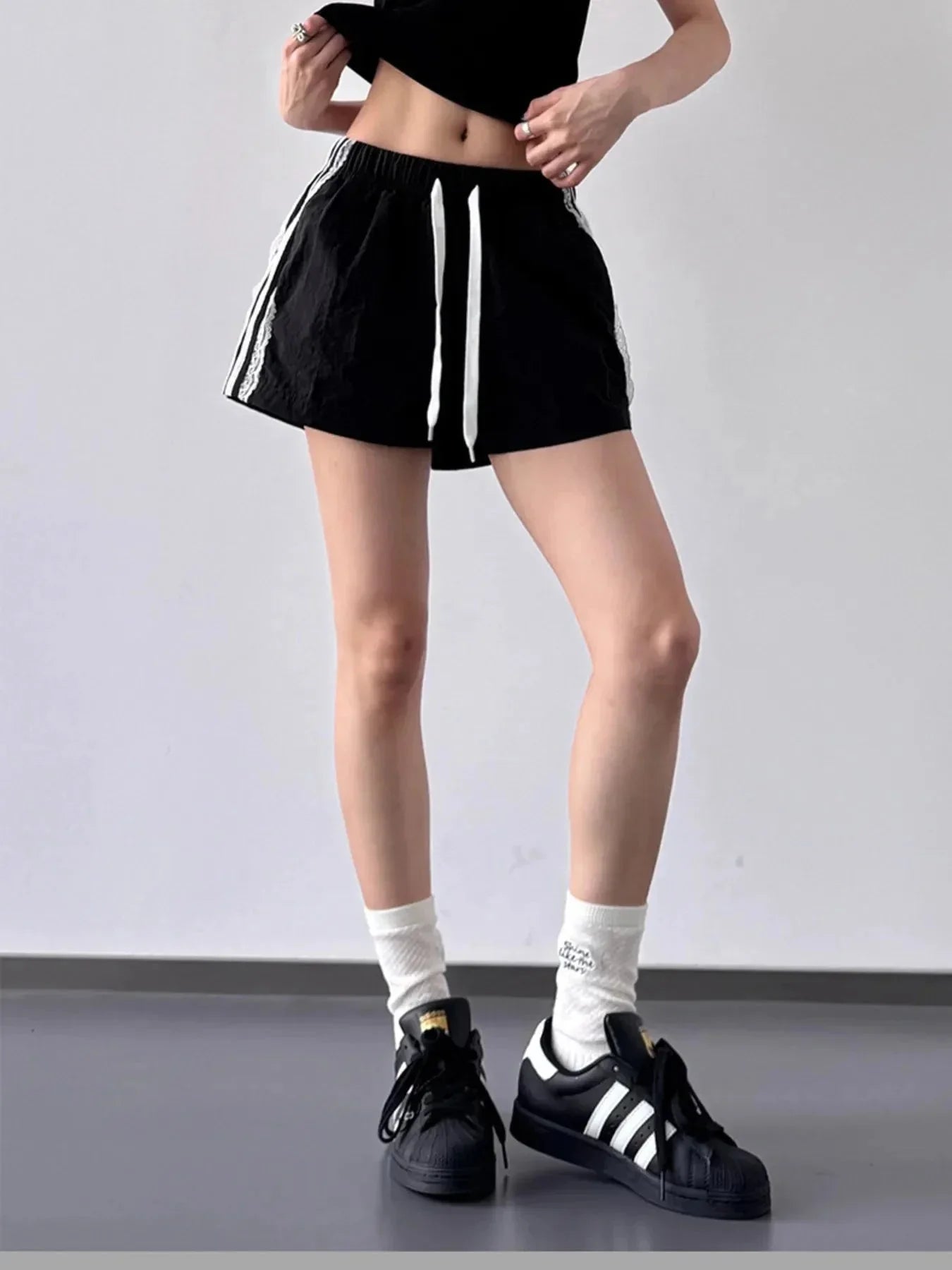 Side Stripe Drawstring Shorts - VILLA FASHION