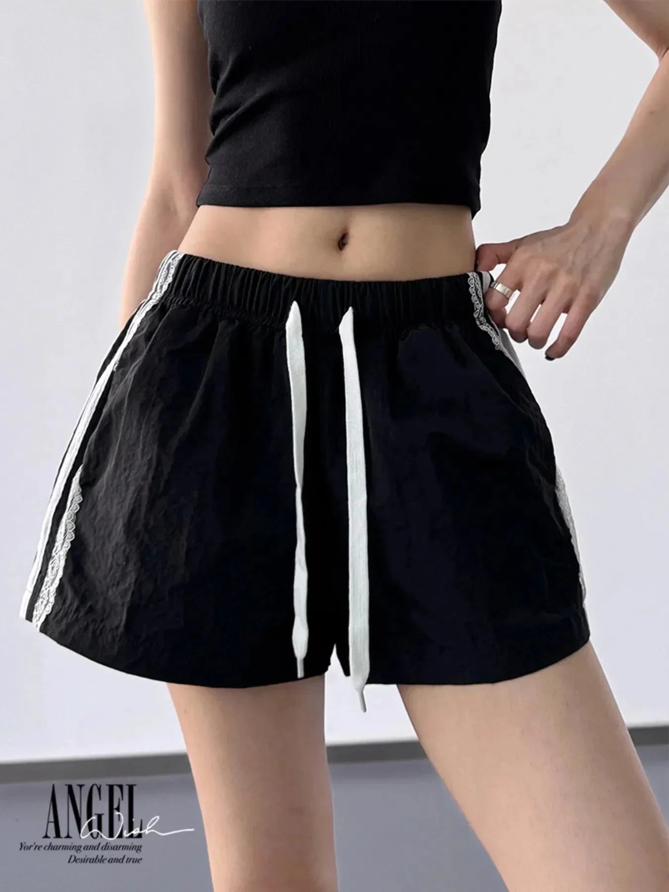Side Stripe Drawstring Shorts - VILLA FASHION