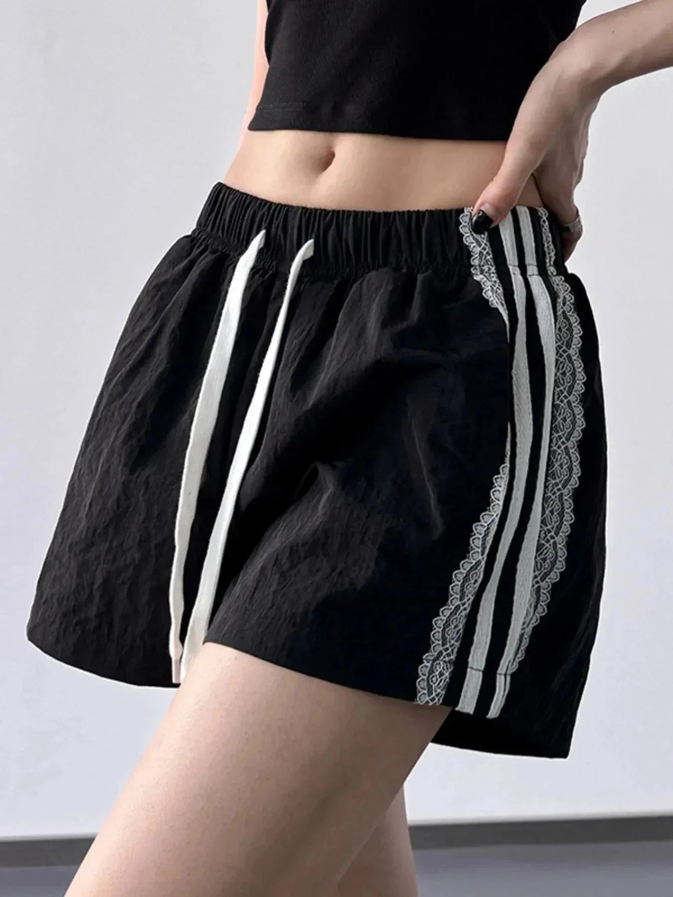 Side Stripe Drawstring Shorts - VILLA FASHION