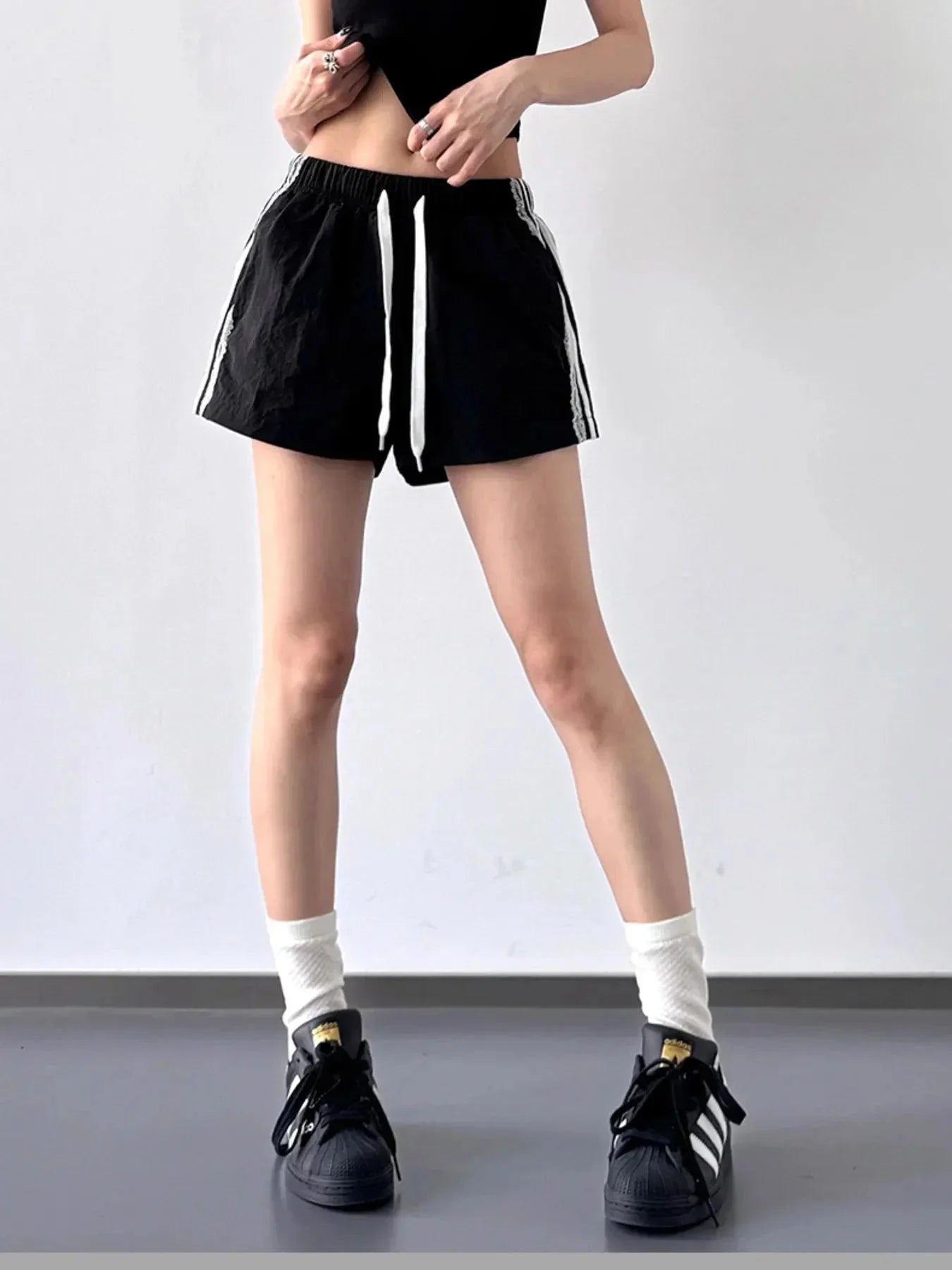 Side Stripe Drawstring Shorts - VILLA FASHION