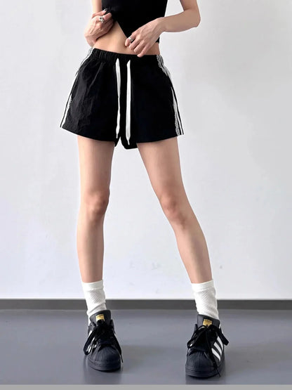 Side Stripe Drawstring Shorts - VILLA FASHION