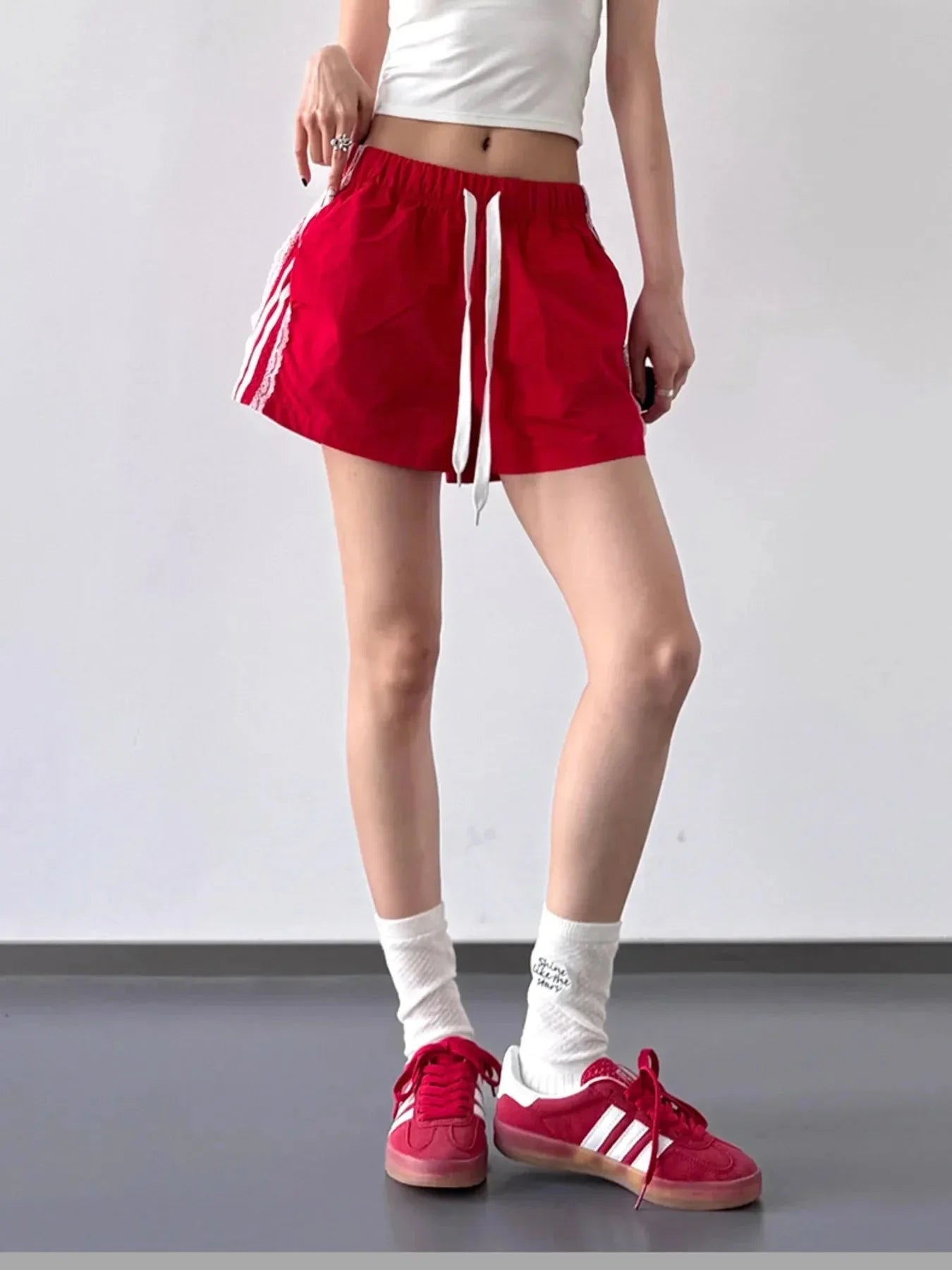 Side Stripe Drawstring Shorts - VILLA FASHION