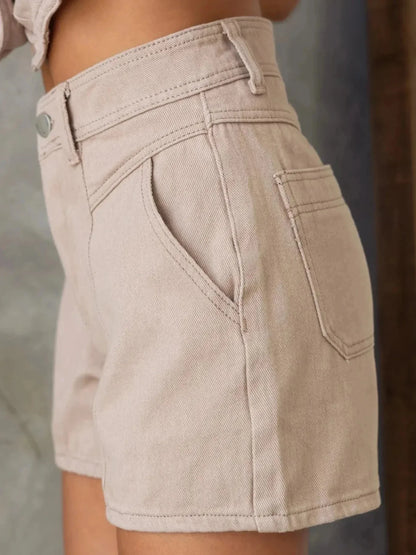 Sleeveless Button - Up Top and Shorts Denim Set - VILLA FASHION