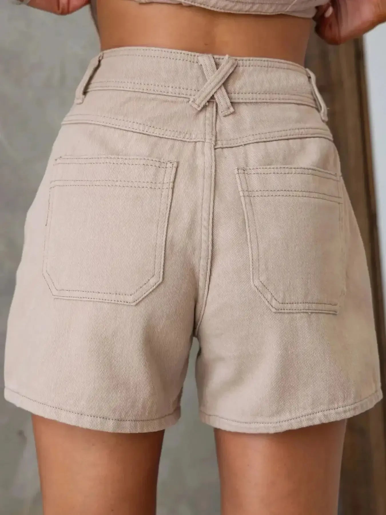 Sleeveless Button - Up Top and Shorts Denim Set - VILLA FASHION