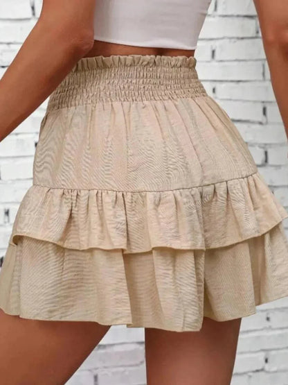 Smocked Layered Shorts - VILLA FASHION