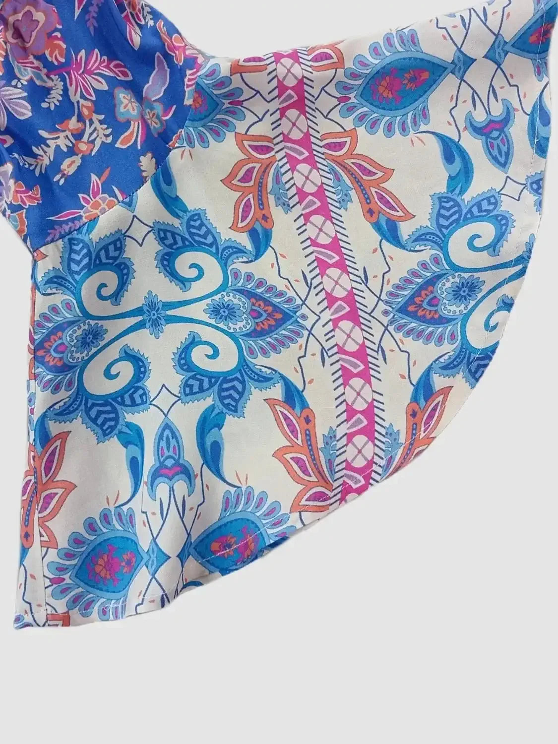 Smocked Off - Shoulder Printed Top and Skirt Set - VILLA FASHION