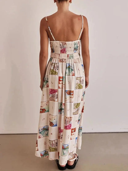 Smocked Square Neck Cami Dress - VILLA FASHION