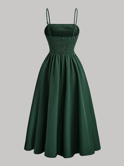 Smocked Square Neck Cami Dress - VILLA FASHION