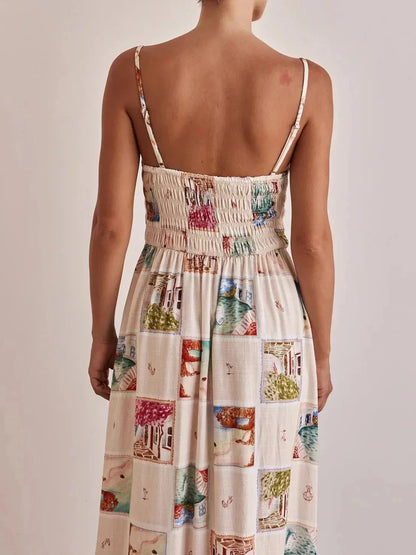 Smocked Square Neck Cami Dress - VILLA FASHION