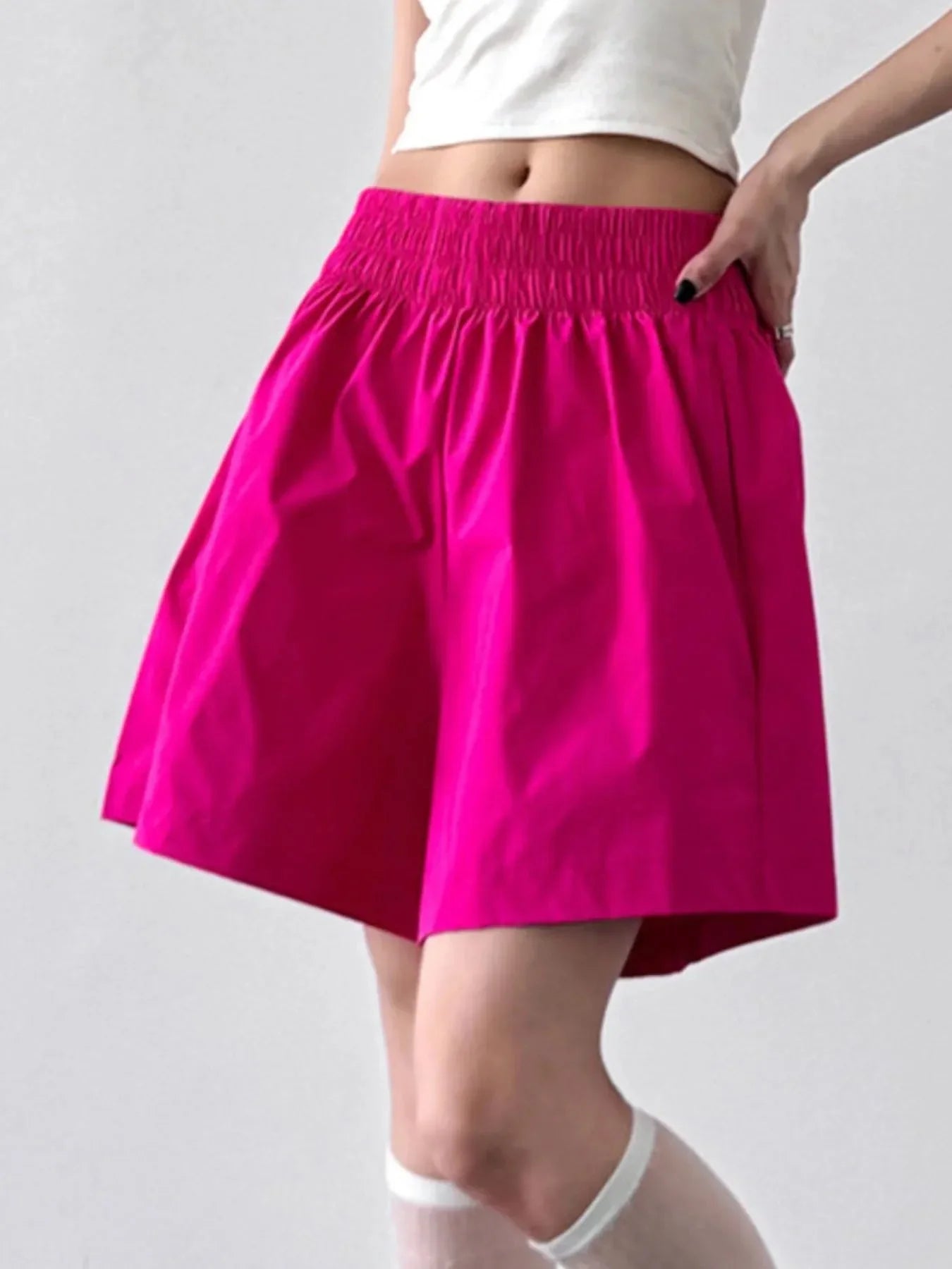 Smocked Wide - Leg Shorts - VILLA FASHION