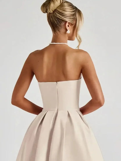 Solid Color Tube Midi Dress - VILLA FASHION