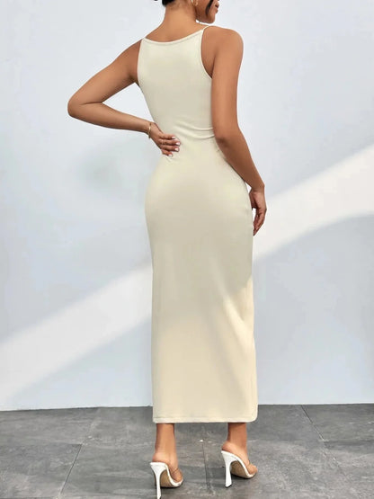 Spaghetti Straps Midi Bodycon Dress - VILLA FASHION