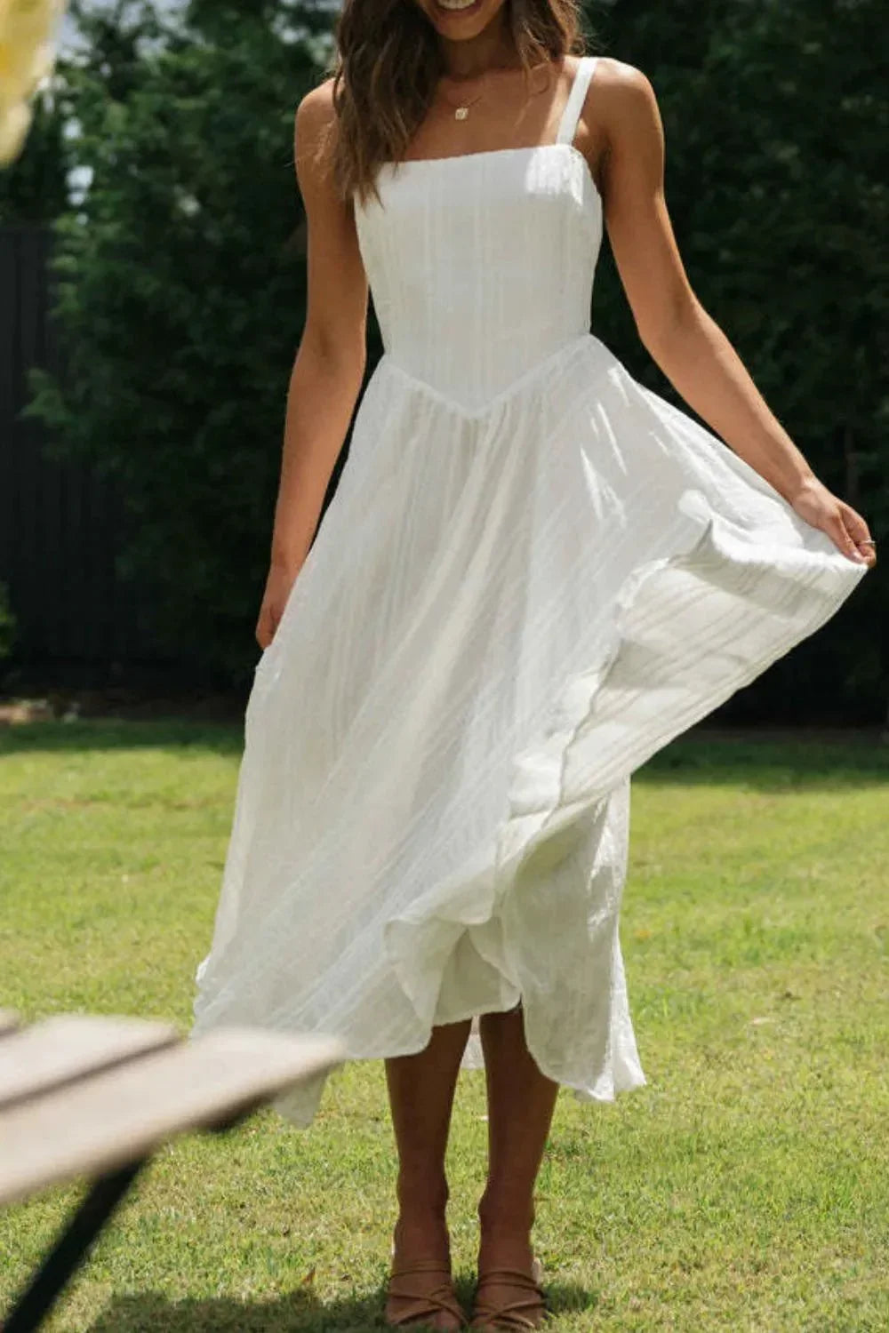 Square Neck Midi Cami Dress - VILLA FASHION