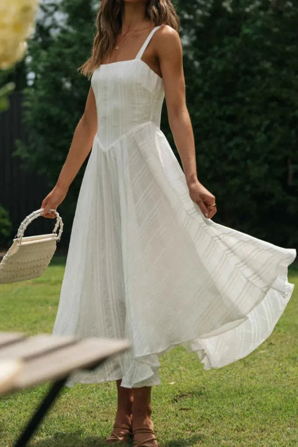 Square Neck Midi Cami Dress - VILLA FASHION