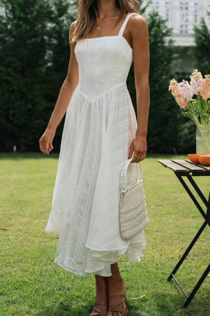 Square Neck Midi Cami Dress - VILLA FASHION