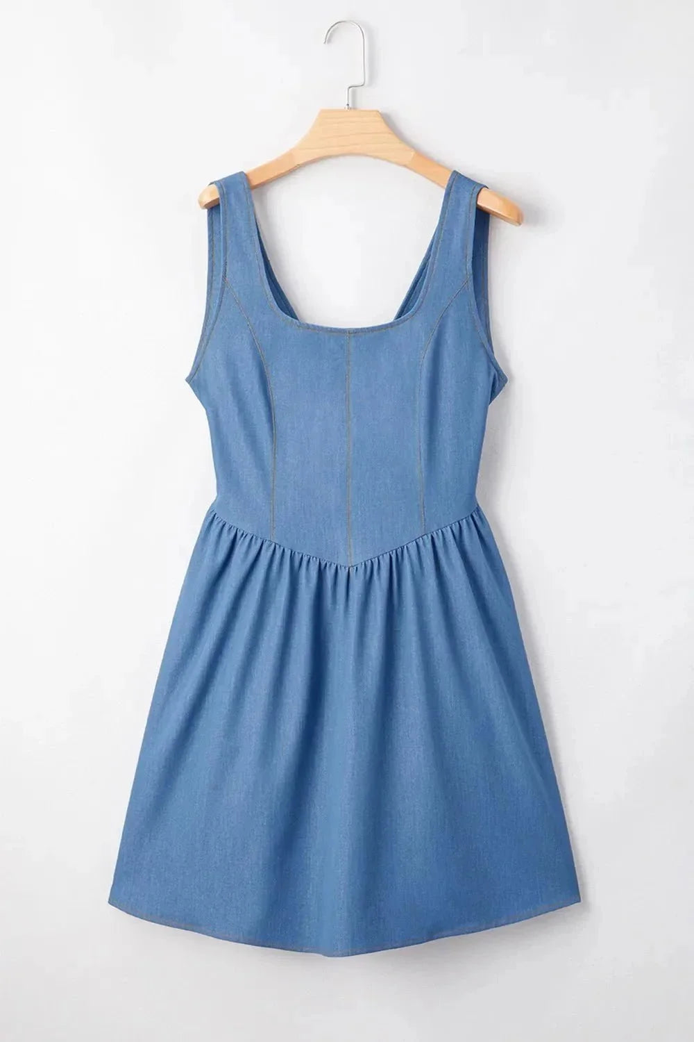 Square Neck Sleeveless Mini Dress - VILLA FASHION