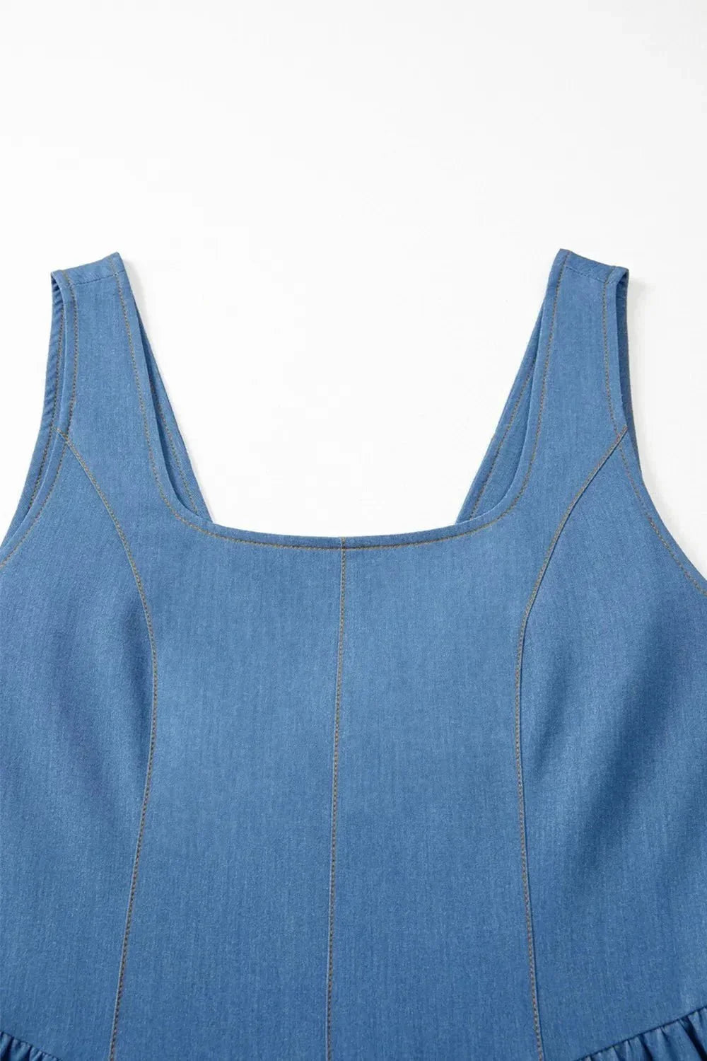 Square Neck Sleeveless Mini Dress - VILLA FASHION