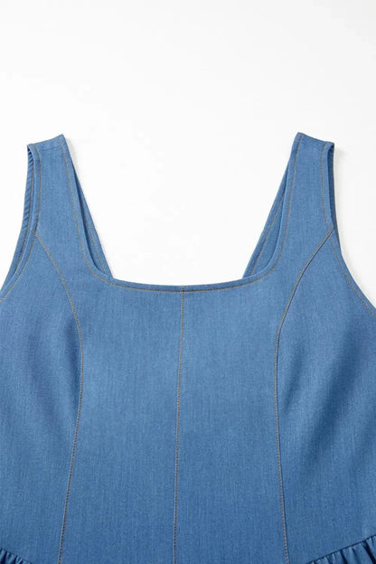 Square Neck Sleeveless Mini Dress - VILLA FASHION