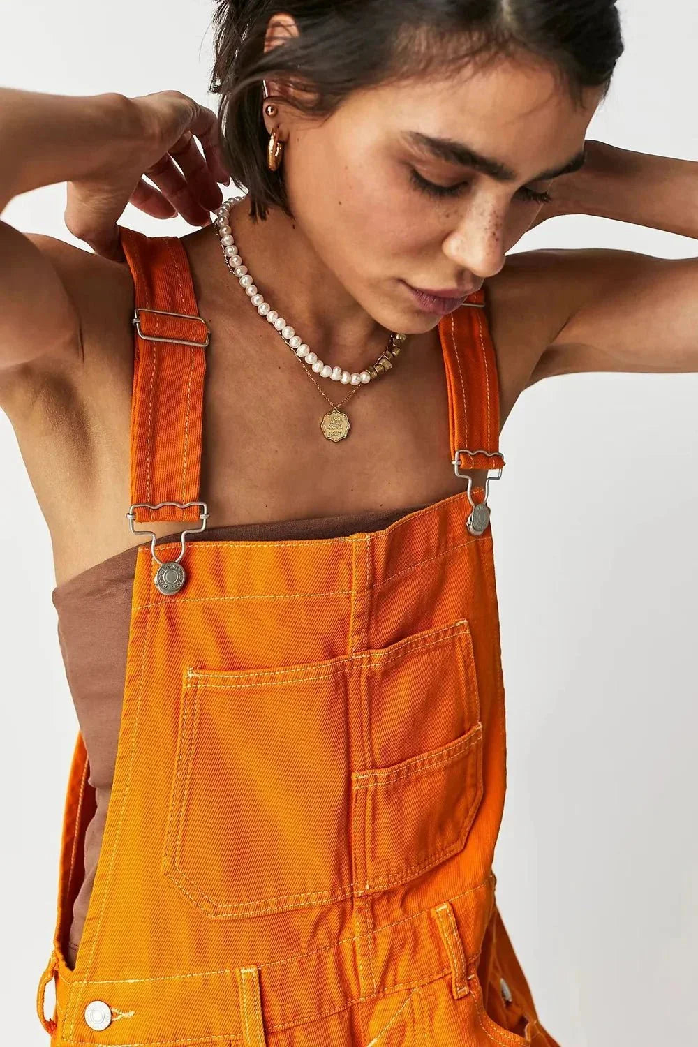 Square Neck Wide Strap Denim Overalls - VILLA FASHION