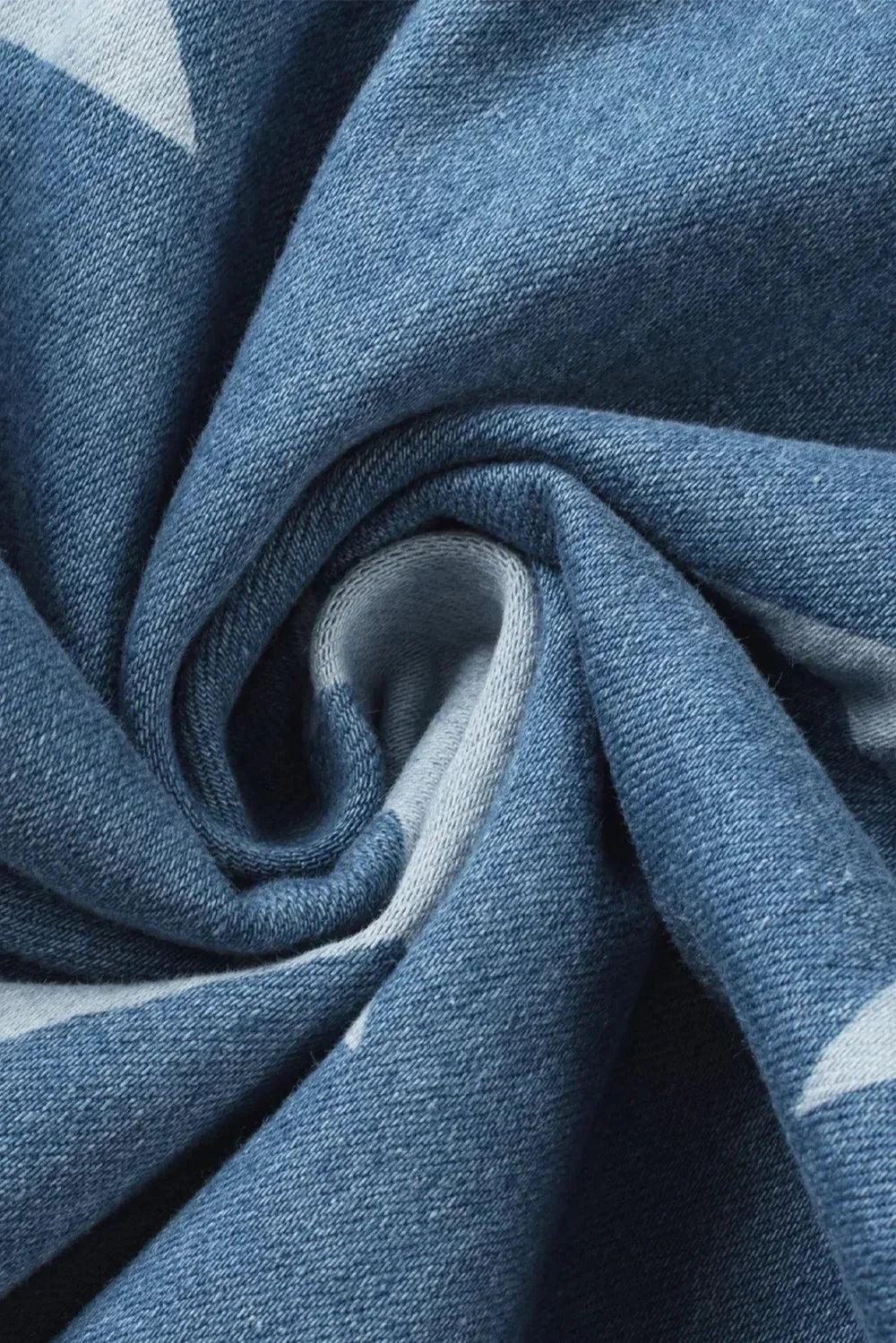 Star Print Buttoned Strap Wide Leg Denim Overalls - VILLA FASHION