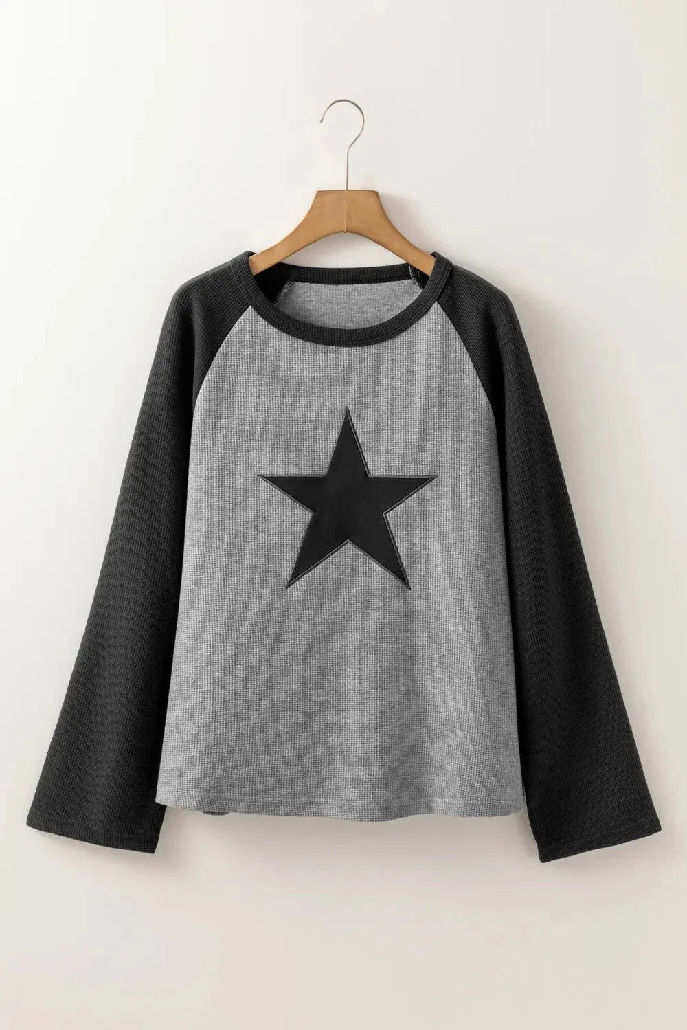 Star Round Neck Raglan Sleeve Top - VILLA FASHION