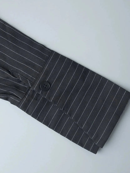 Striped Long Sleeve Shirt Dress - VILLA FASHION