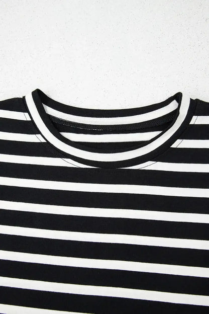 Striped Short Sleeve Top and Shorts Set - VILLA FASHION