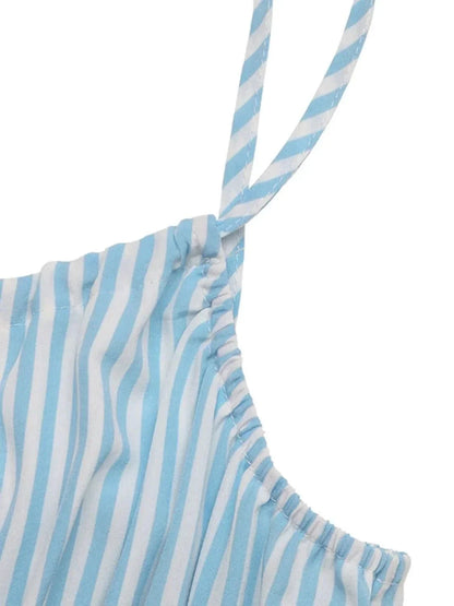 Striped Spaghetti Strap Midi Dress - VILLA FASHION