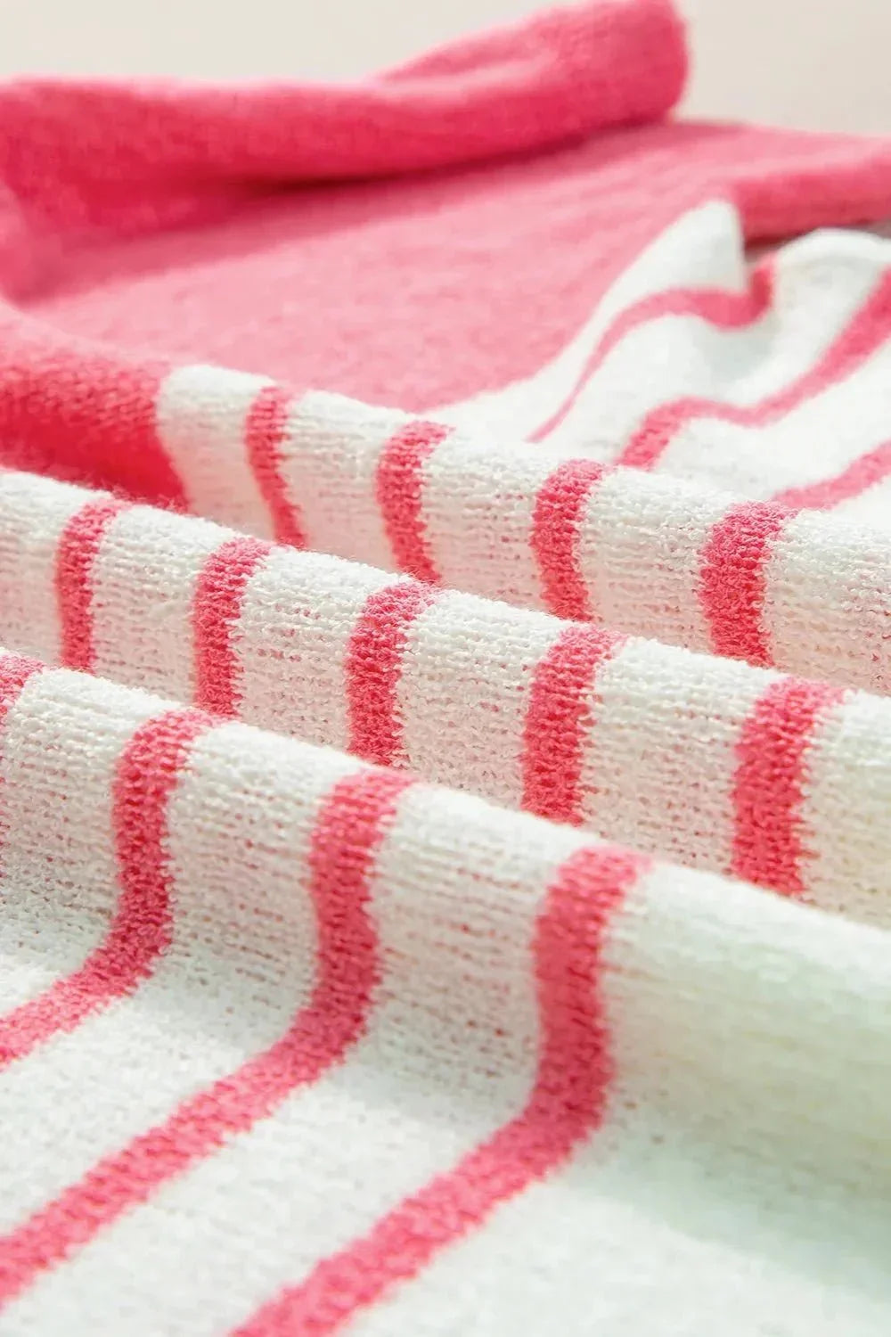 Striped V - Neck Short Sleeve Knit Top - VILLA FASHION