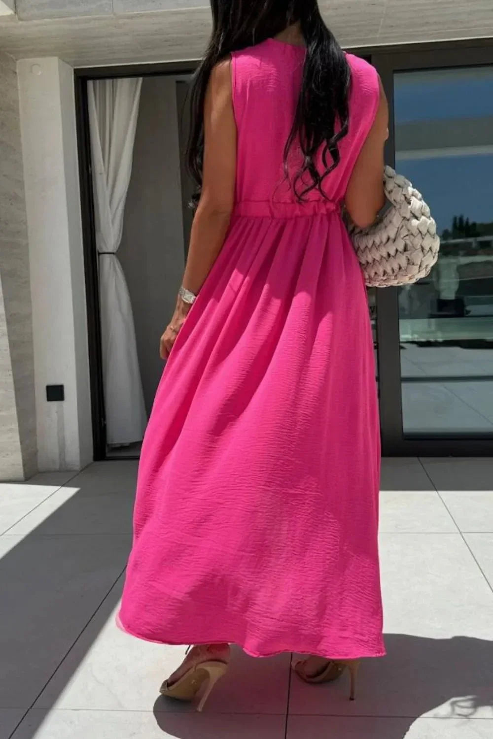 Surplice Sleeveless Slit Maxi Dress - VILLA FASHION