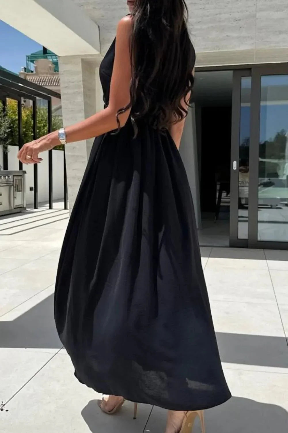 Surplice Sleeveless Slit Maxi Dress - VILLA FASHION