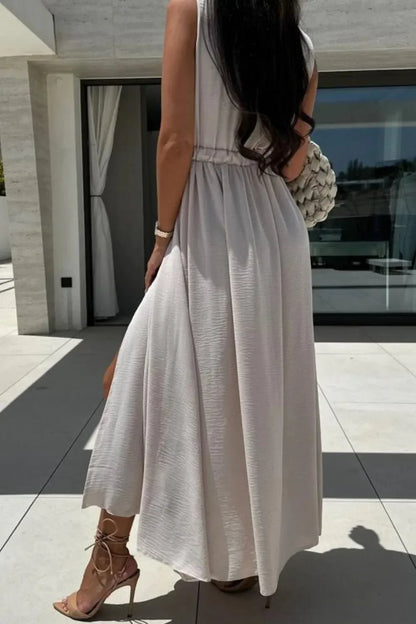 Surplice Sleeveless Slit Maxi Dress - VILLA FASHION